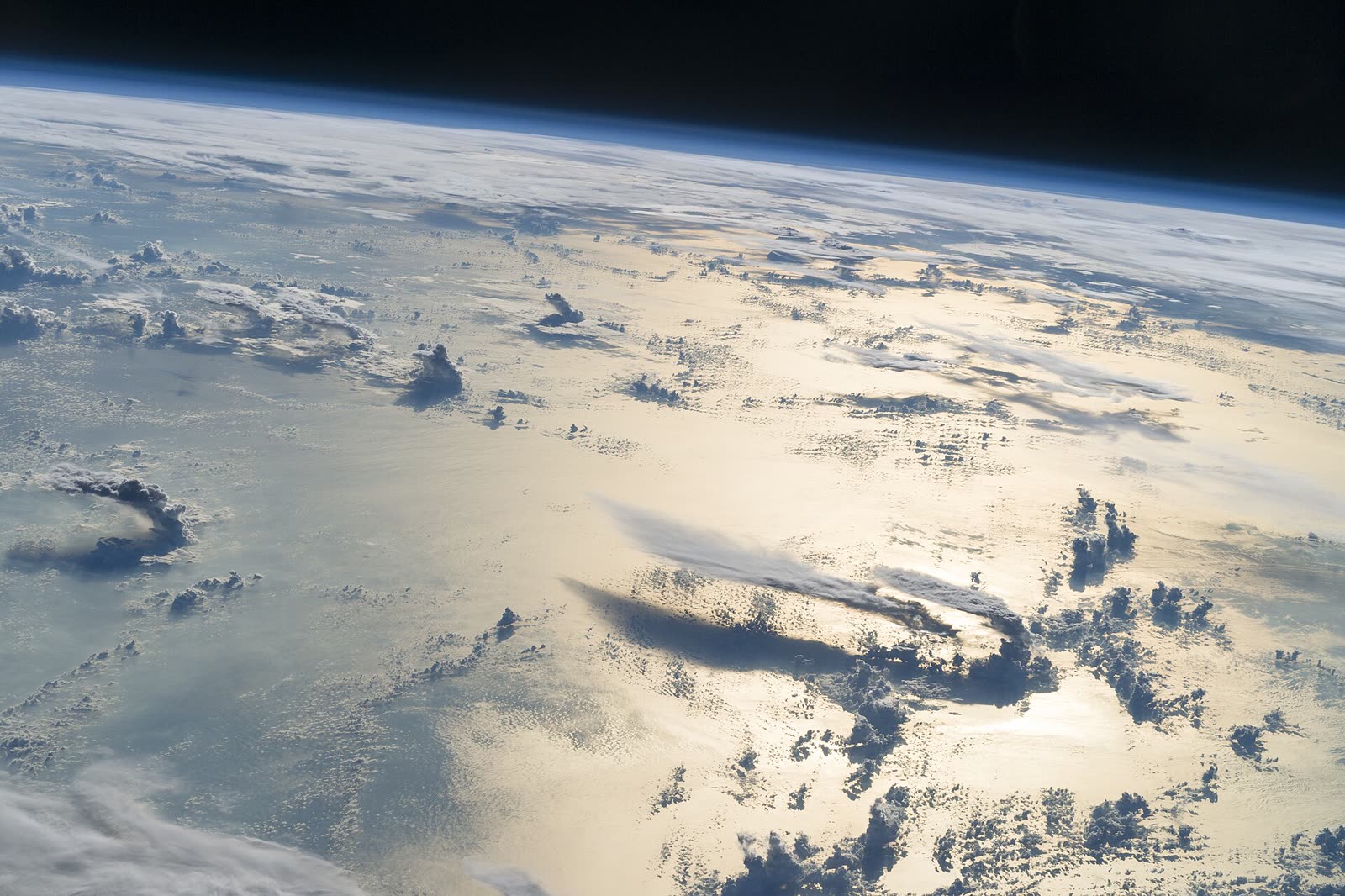 Clouds over the ocean photographed from the International Space Station